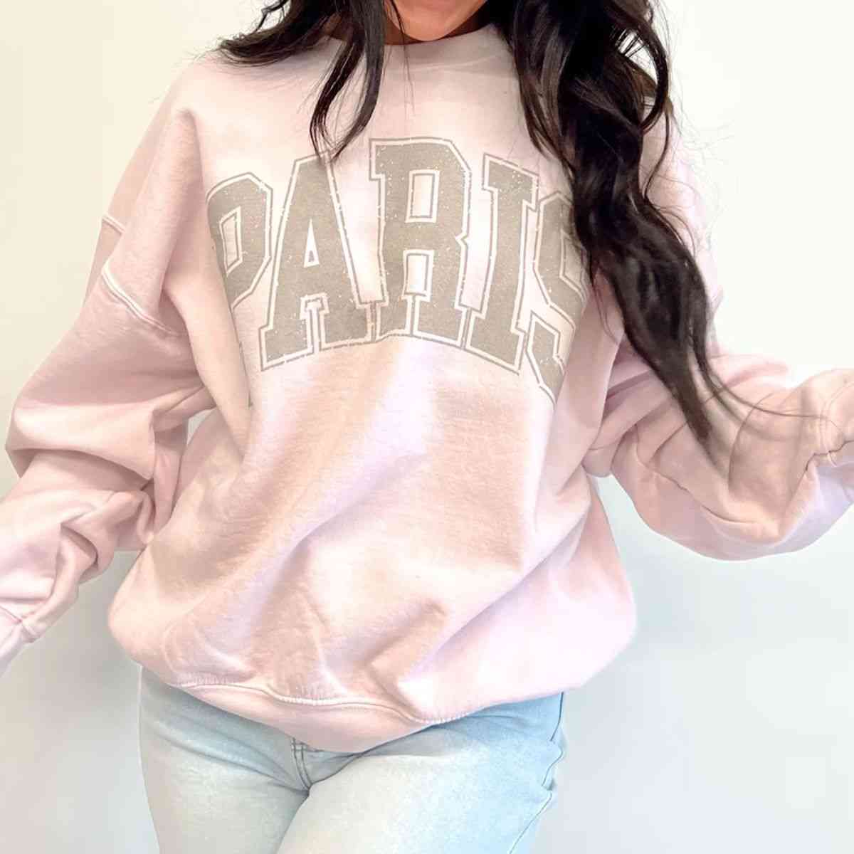 Letter Graphic Round Neck Drop Shoulder Sweatshirt