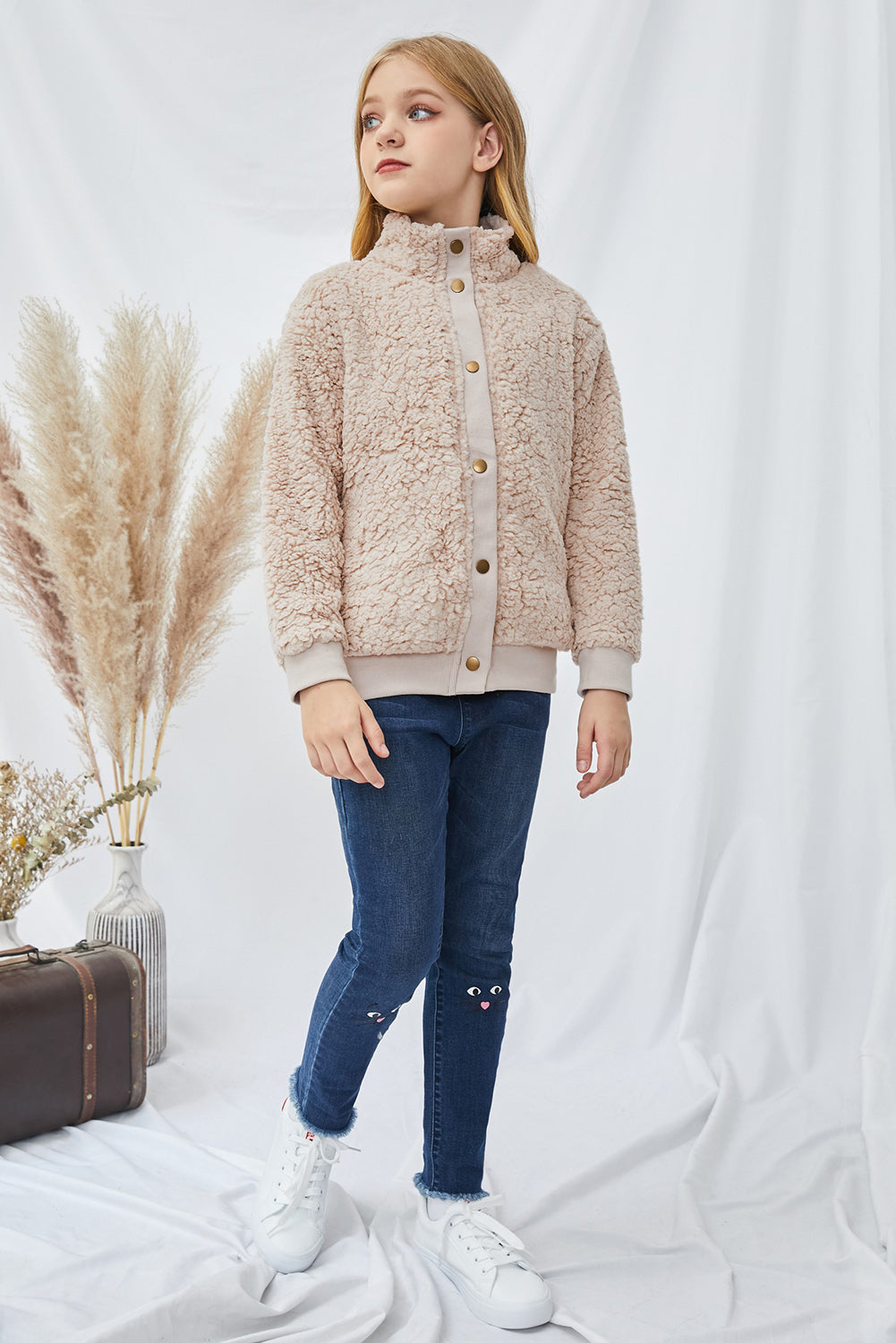 Girls Snap Front Teddy Jacket