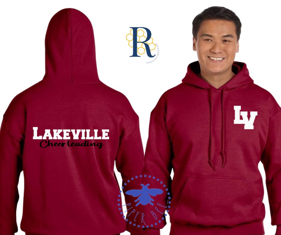 Cardinal Red LAKEVILLE Cheerleading Hoodie - Unisex Sizing