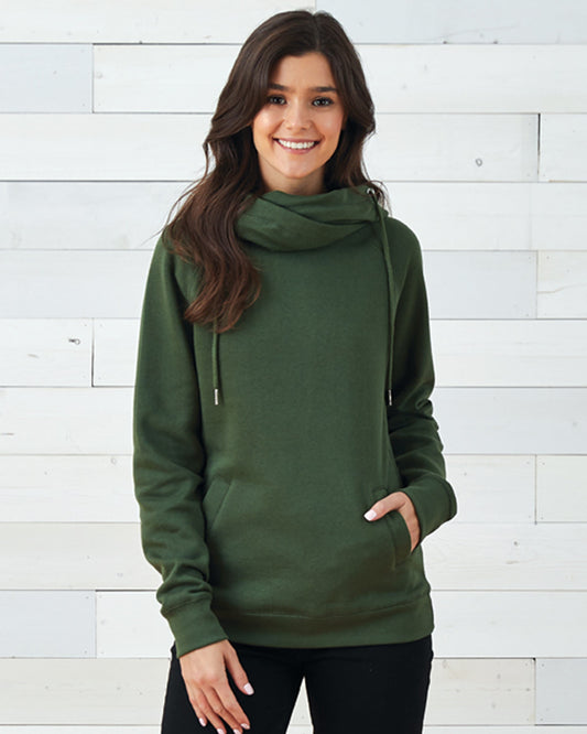 LADIES CLASSIC FLEECE FUNNEL NECK PULLOVER HOOD - 5 COLORS!