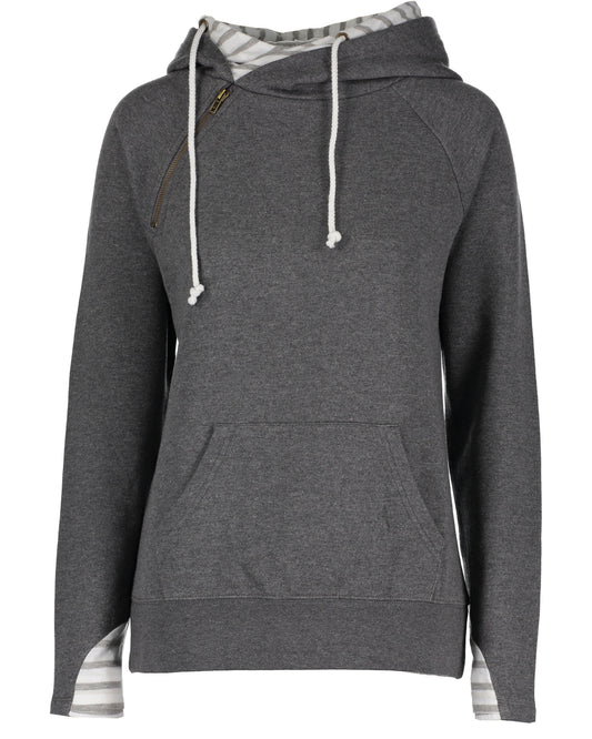 LADIES STRIPE DOUBLE HOOD PULLOVER - MULTIPLE COLORS!