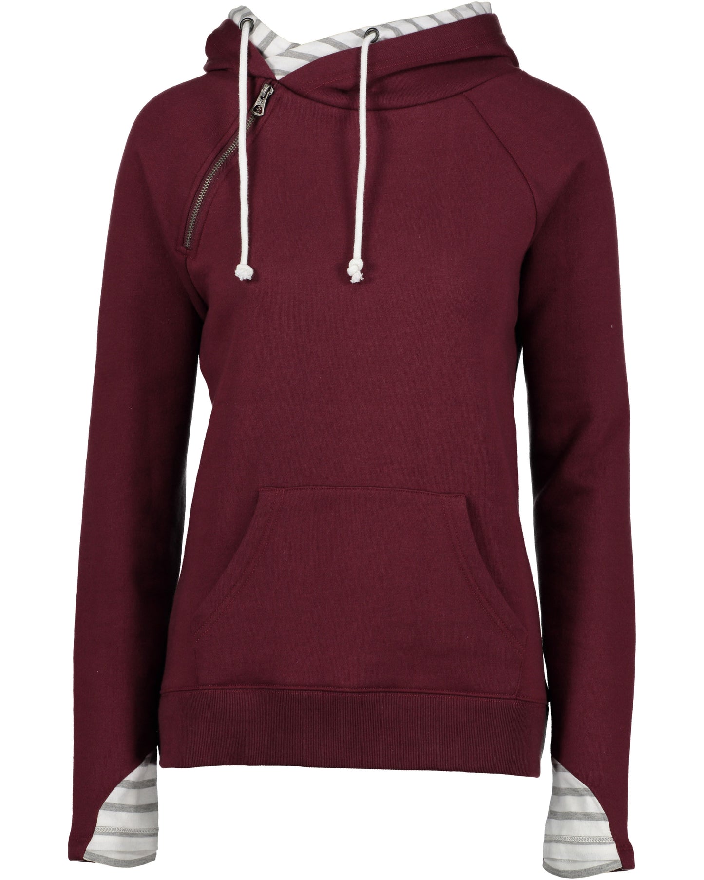 LADIES STRIPE DOUBLE HOOD PULLOVER - MULTIPLE COLORS!