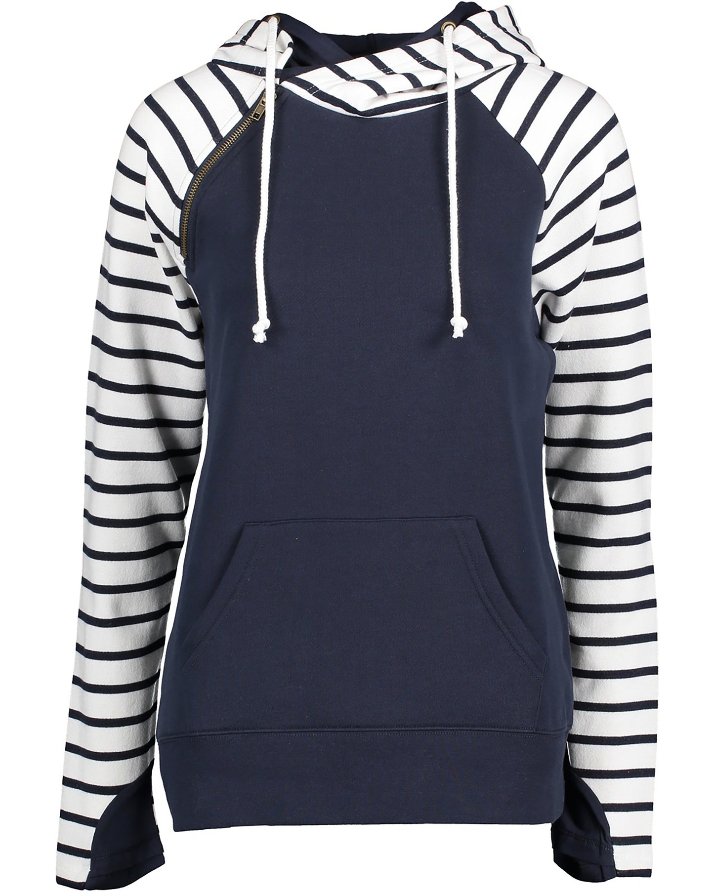 LADIES STRIPE DOUBLE HOOD PULLOVER - MULTIPLE COLORS!