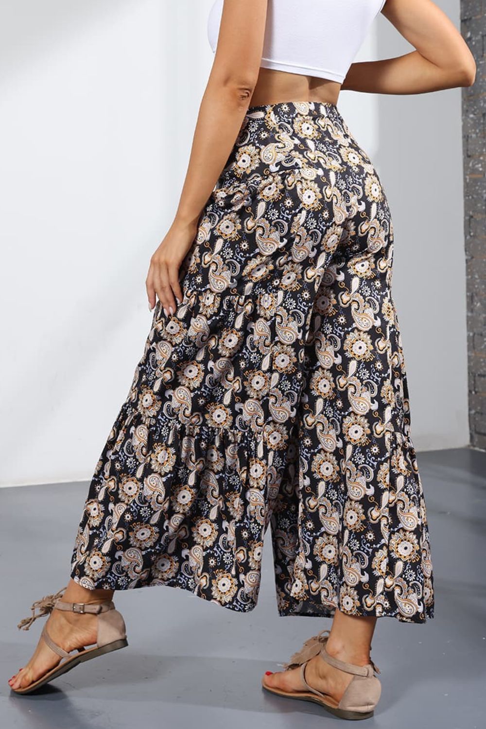 Printed Tie-Front Culottes