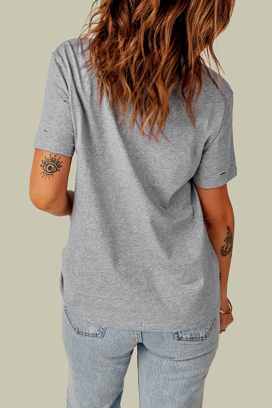 Distressed Round Neck Tee