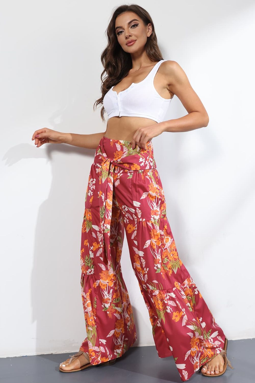 Printed High-Rise Tied Culottes